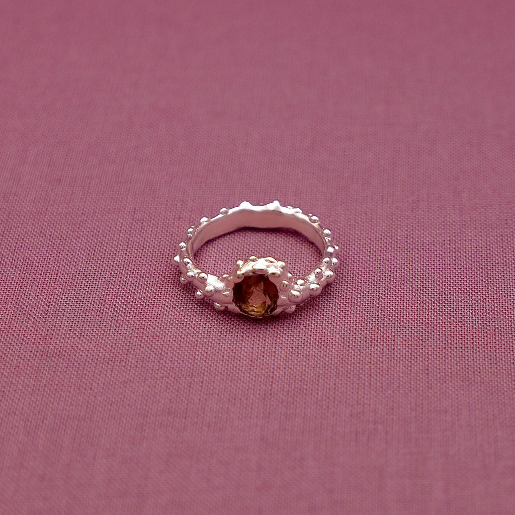 Handmade 925 Sterling Silver Ring with Smoky Quartz Gemstone