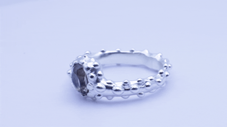 Handmade 925 Sterling Silver Ring with Smoky Quartz Gemstone, rotating view from all angles